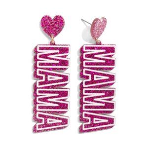 ❤️NWT *BOUTIQUE* Glitter MAMA Drop Earrings With Heart Accents *MOTHER'S DAY*